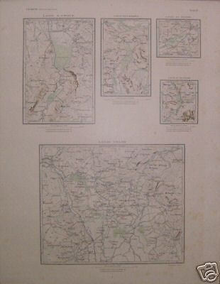 Mappa Storica Laghi Italiani: Cavazzo, Revine, Alleghe E Velini, 1920 Circa