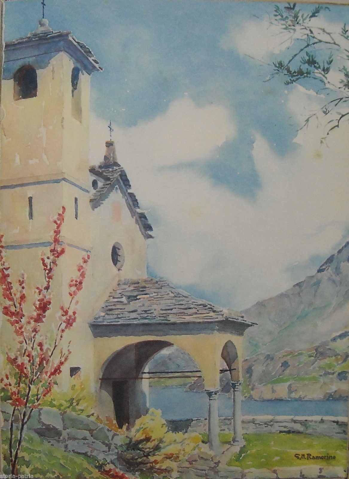 Stampa Antica Sant'Eufemia Sopra Musso, Lago Di Como, Ramorino