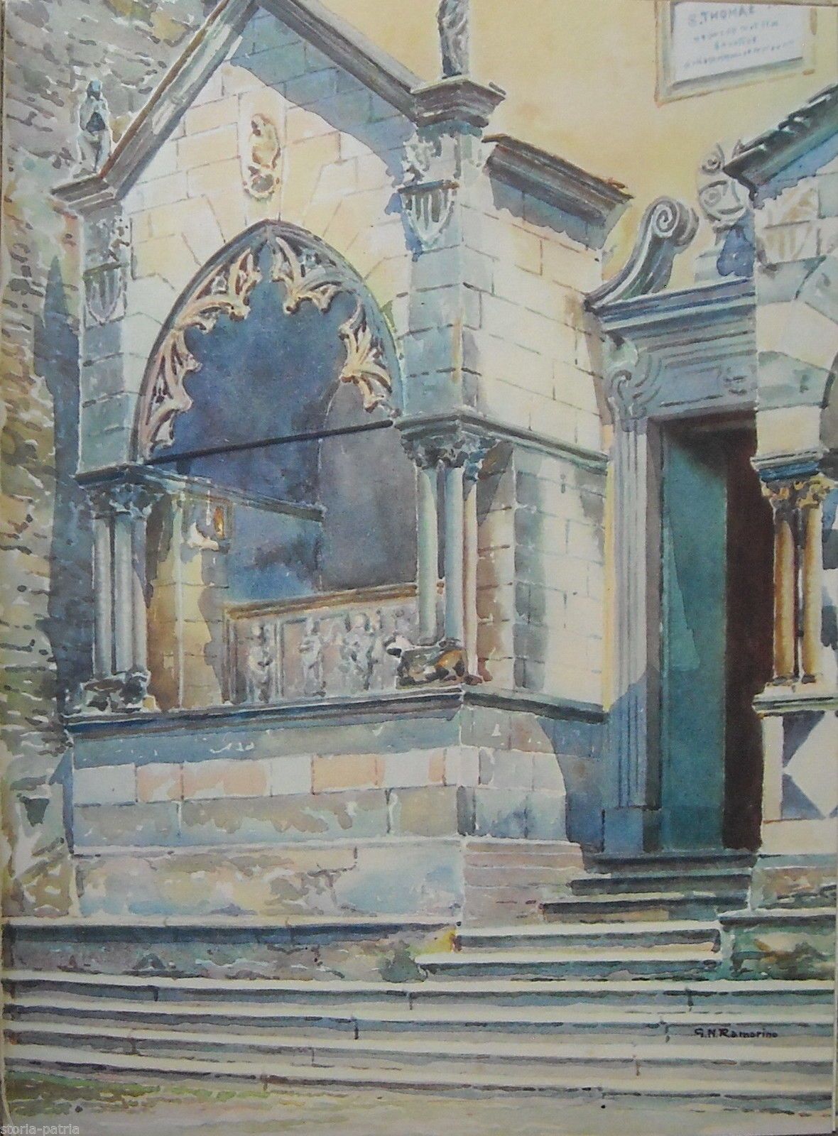 Stampa Antica Corenno Plinio Tomba Andreani Lago Di Como 1929