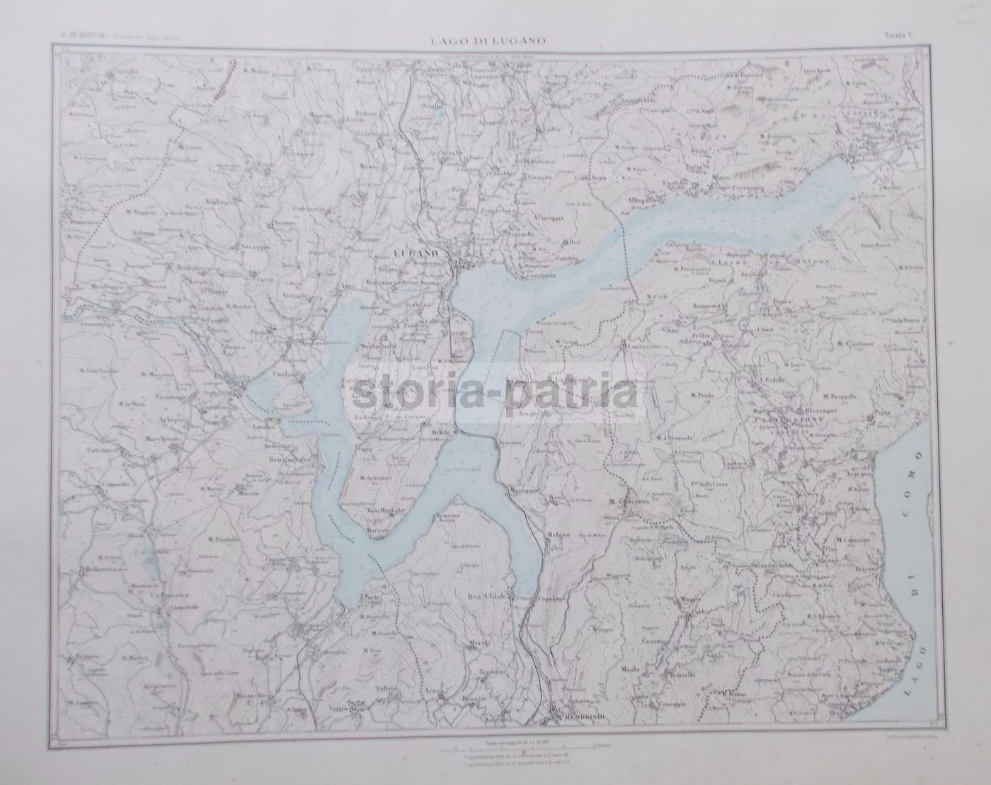 Mappa Antica Lago Di Lugano E Como, Inizio '900, IGM De Agostini