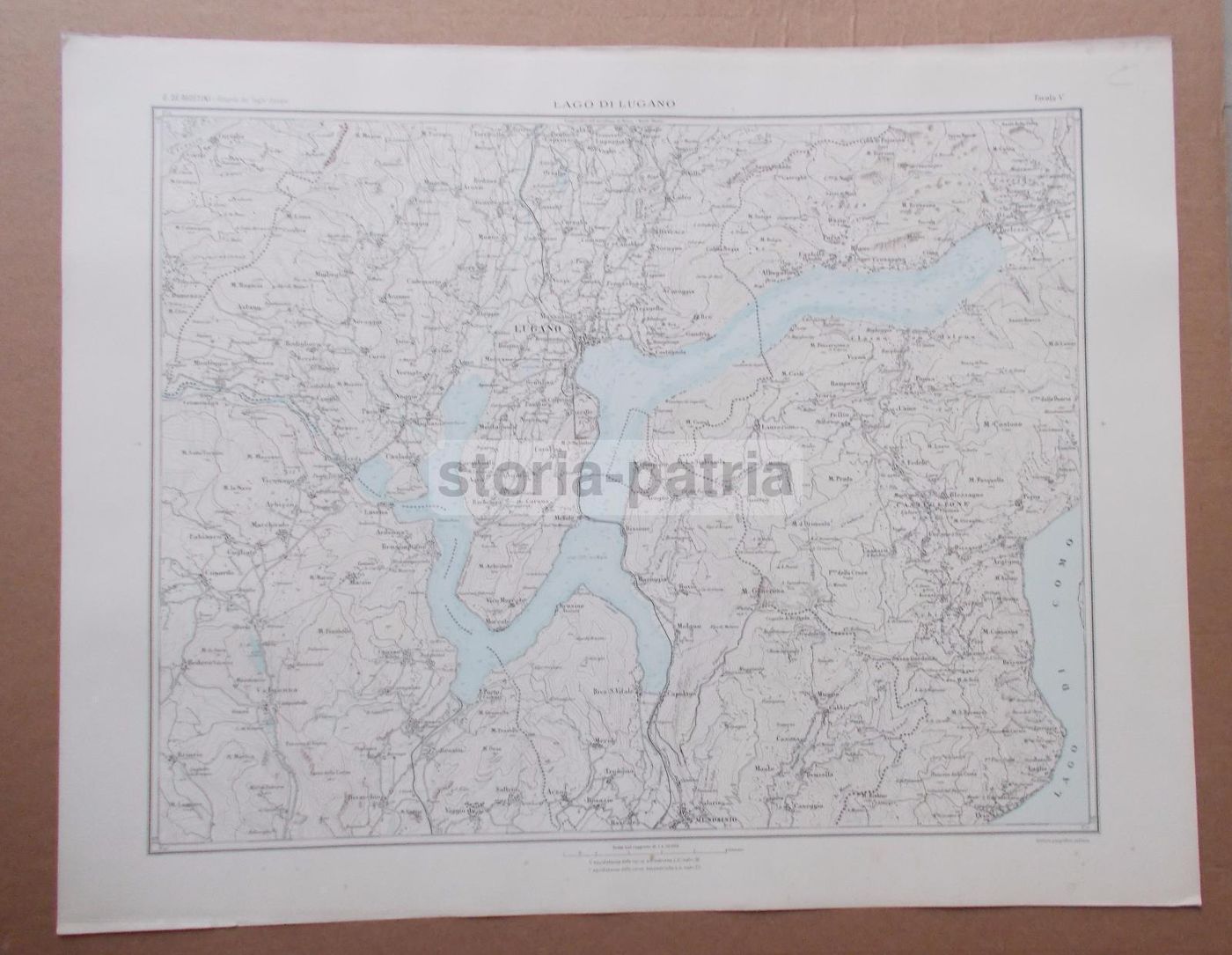 Mappa Antica Lago Di Lugano E Como, Inizio '900, IGM De Agostini