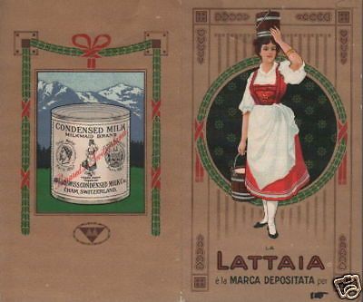 Pieghevole Pubblicitario La Lattaia, Latte Condensato, Cham, Svizzera