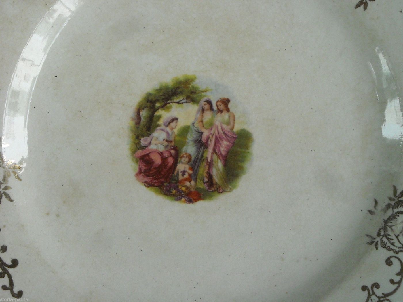 Piatto Ceramica Verbano Laveno Decorato Con Miniatura Neoclassica