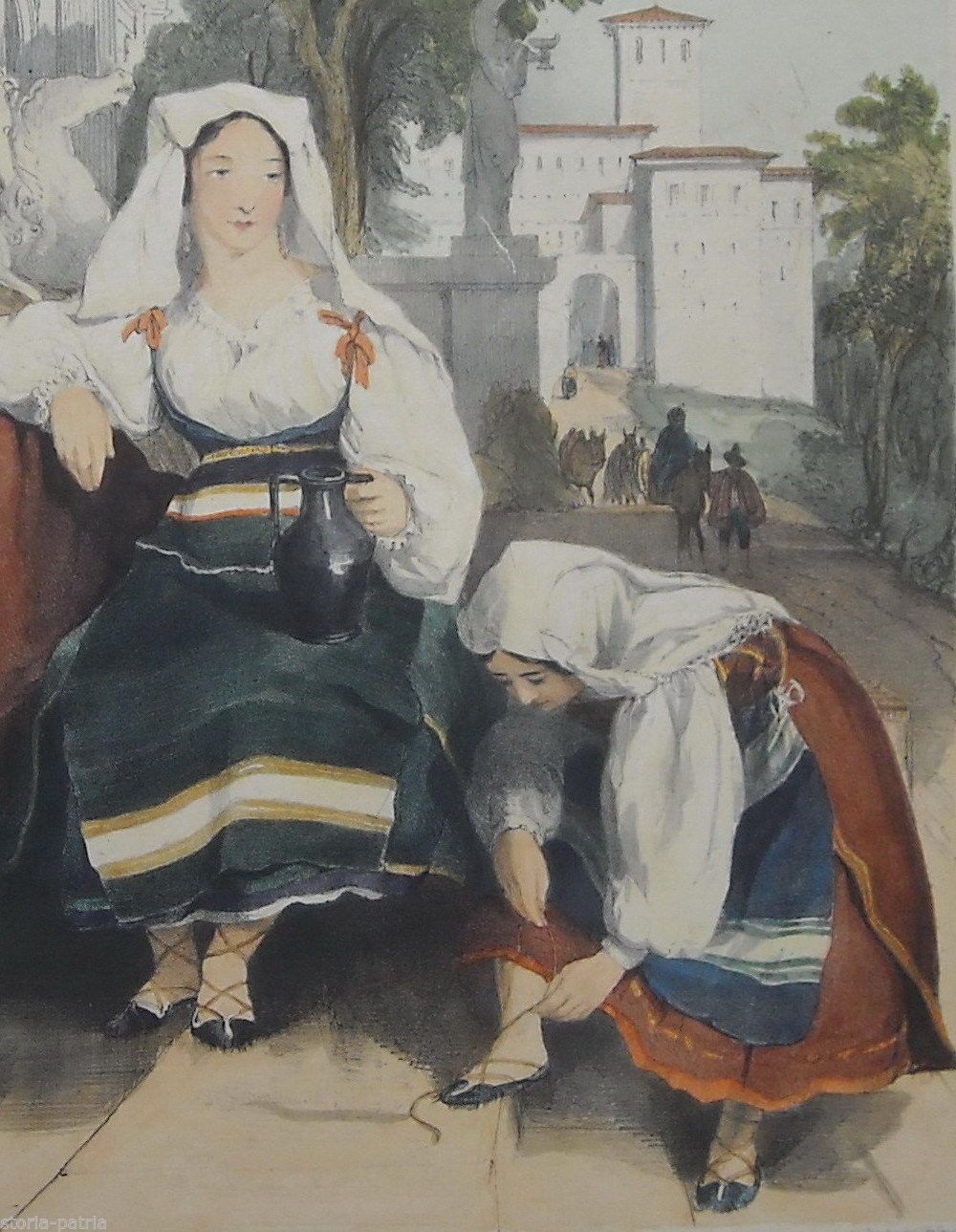 Litografia Colorata Donne Ciociare Del XIX Secolo, Fisher, Son & C.