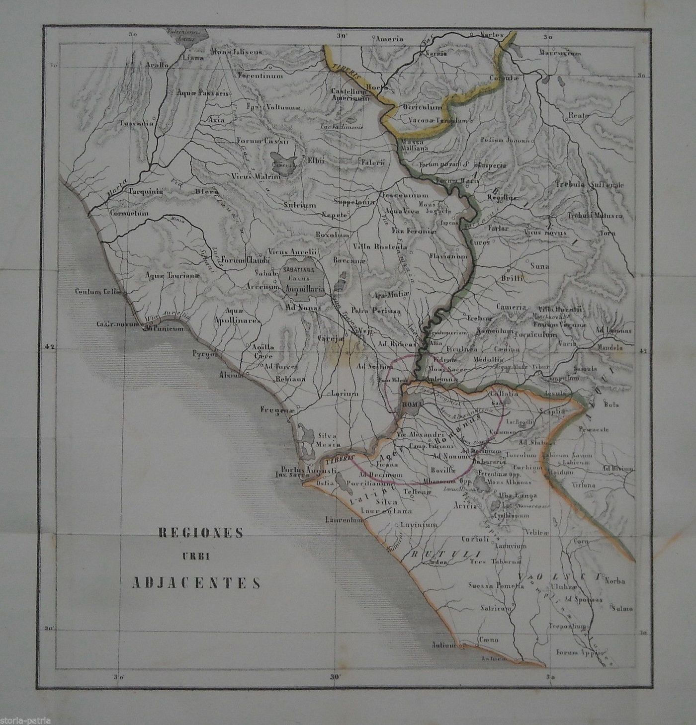 Mappa Antica Dintorni Di Roma 1856 "Regiones Urbi Adjacentes" Lazio
