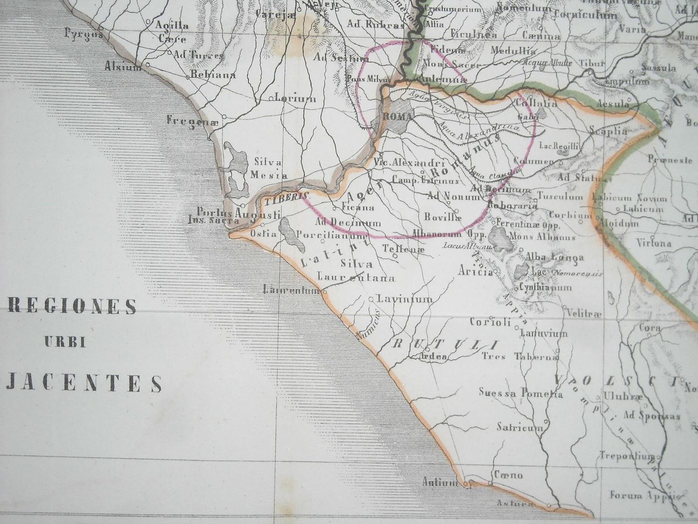 Mappa Antica Dintorni Di Roma 1856 "Regiones Urbi Adjacentes" Lazio