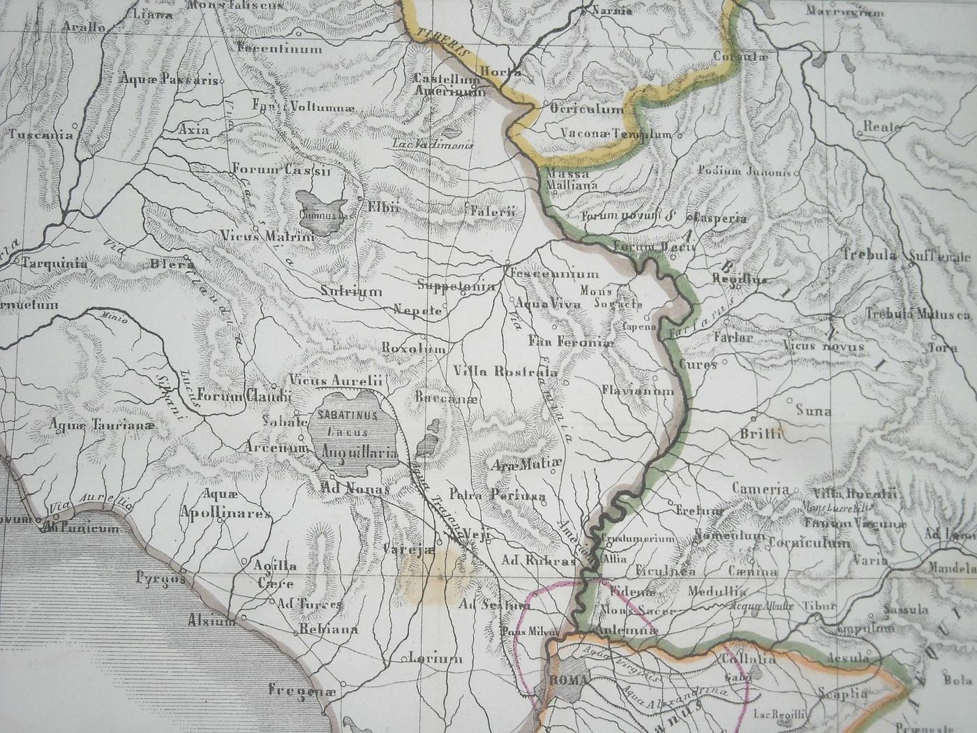 Mappa Antica Dintorni Di Roma 1856 "Regiones Urbi Adjacentes" Lazio