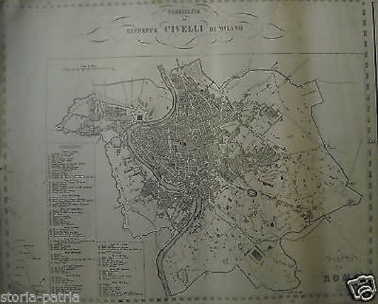 Antica Mappa Topografica Di Roma Bezzera Civelli 1860 Originale