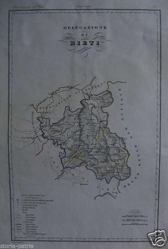 Mappa Antica Della Delegazione Di Rieti, Zuccagni Orlandini, Metà XIX Secolo
