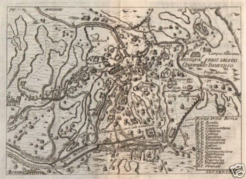 Mappa Antica Roma Onofrio Panvinio Incisione Originale 1730