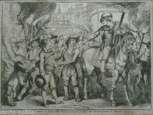 Incisione Meo Patacca, Bartolomeo Pinelli, Roma 1823, Acquaforte