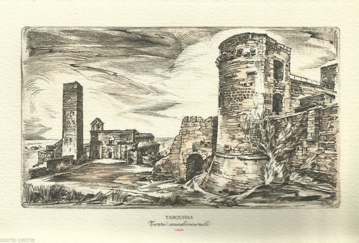 Cartolina Torri Medioevali Tarquinia Miliani Petrus Anni 50