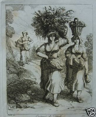 Incisione Antica Costumi Popolari Tivoli Pinelli 1800 Lazio