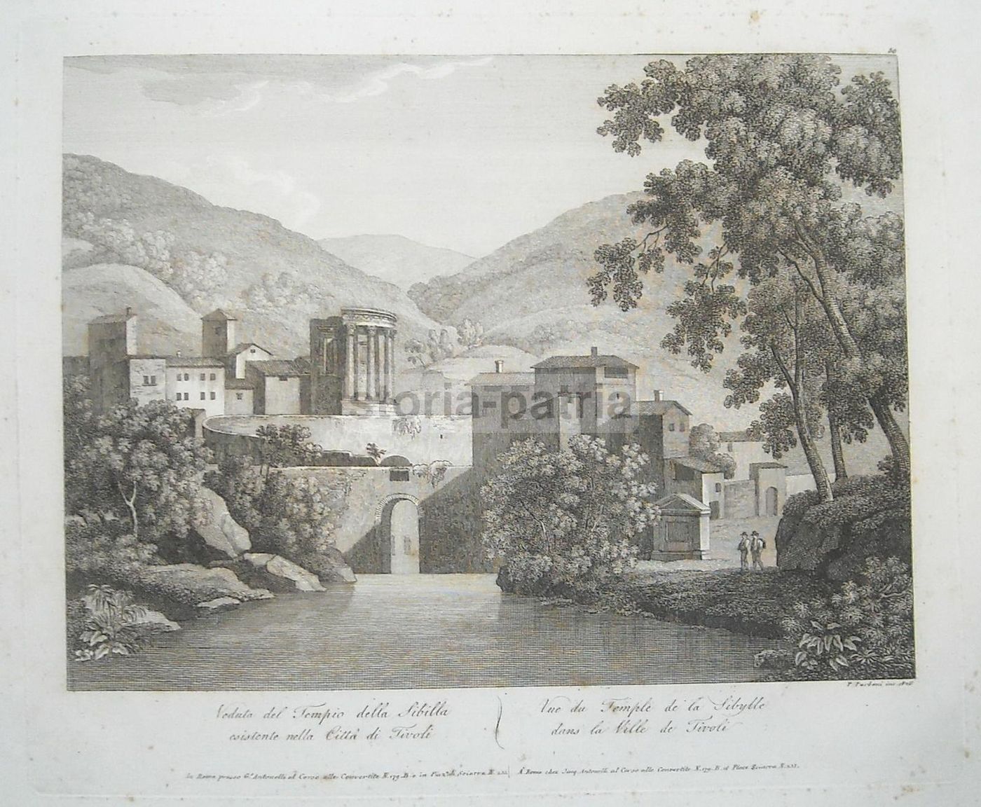 Incisione Tempio Della Sibilla, Tivoli: Pietro Parboni, 1826