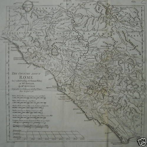 Mappa Antica Di Roma, Lazio, Umbria E Abruzzo, d'Anville, 1738