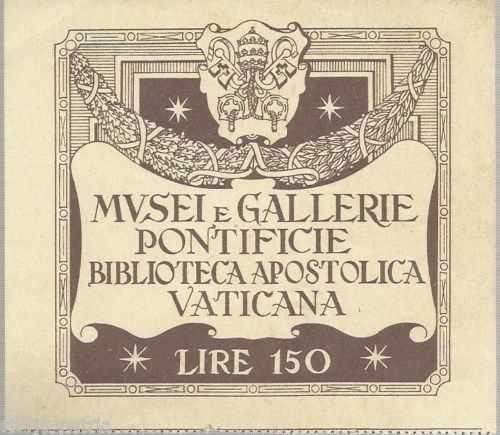 Biglietto Ingresso Biblioteca Apostolica Vaticana, 1952 (150 Lire)