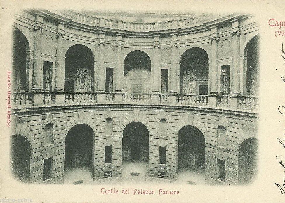 Cartolina Antica Cortile Palazzo Farnese, Caprarola, Viterbo, 1902