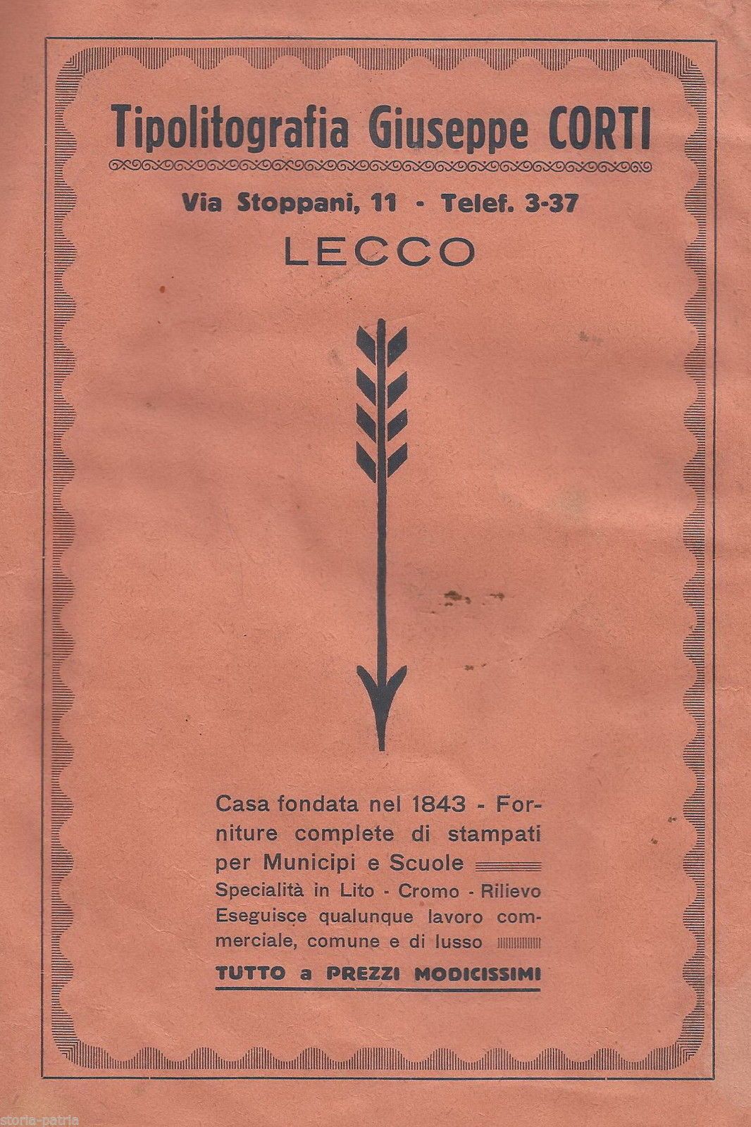 Stampa Pubblicitaria Tipolitografia Giuseppe Corti, Lecco, Anni '20
