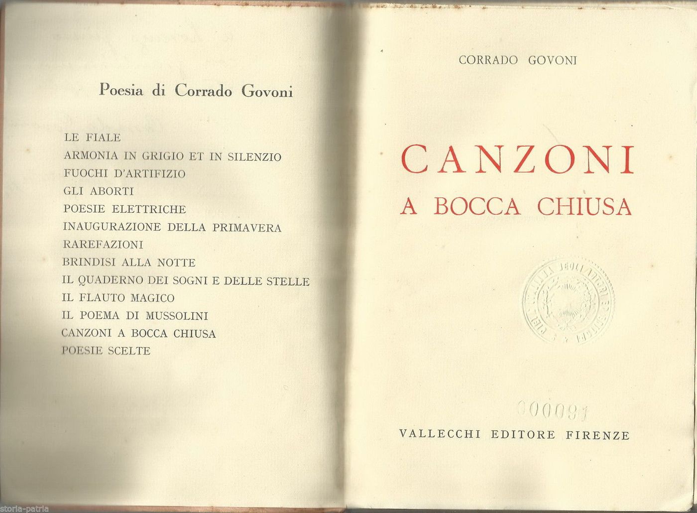 Corrado Govoni   Canzoni A Bocca Chiusa (1938)   Futurismo E Dedica Autografa