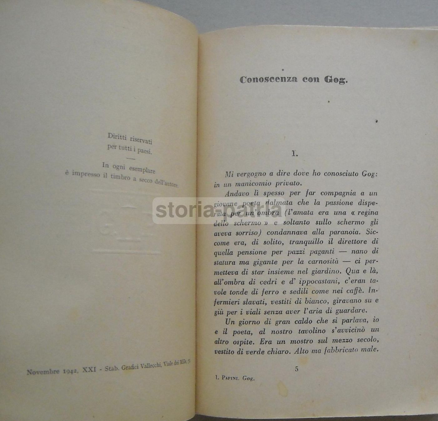 Gog Di Giovanni Papini, Vallecchi, 1942