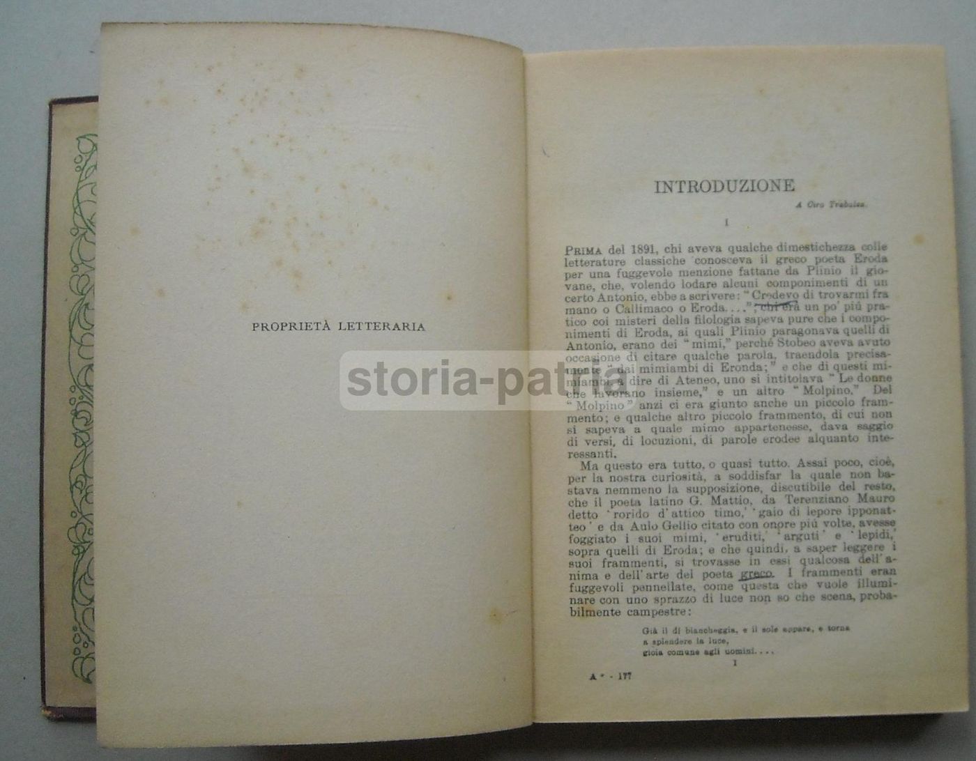 I Mimi Di Eroda, Carabba, 1923. Traduzione Di Mario Chini. Edizione Rara