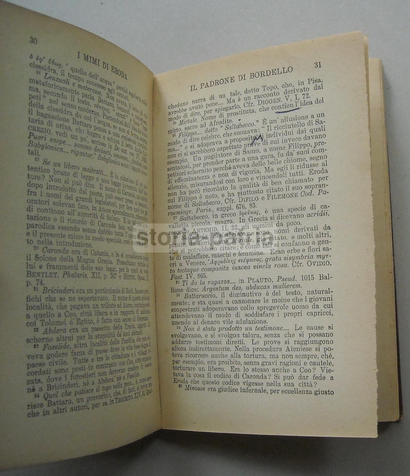 I Mimi Di Eroda, Carabba, 1923. Traduzione Di Mario Chini. Edizione Rara