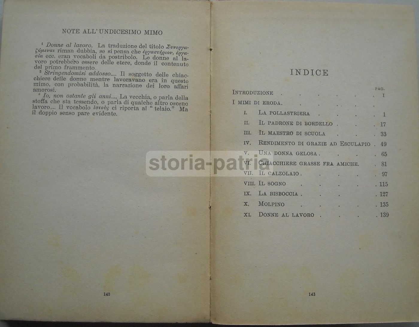 I Mimi Di Eroda, Carabba, 1923. Traduzione Di Mario Chini. Edizione Rara