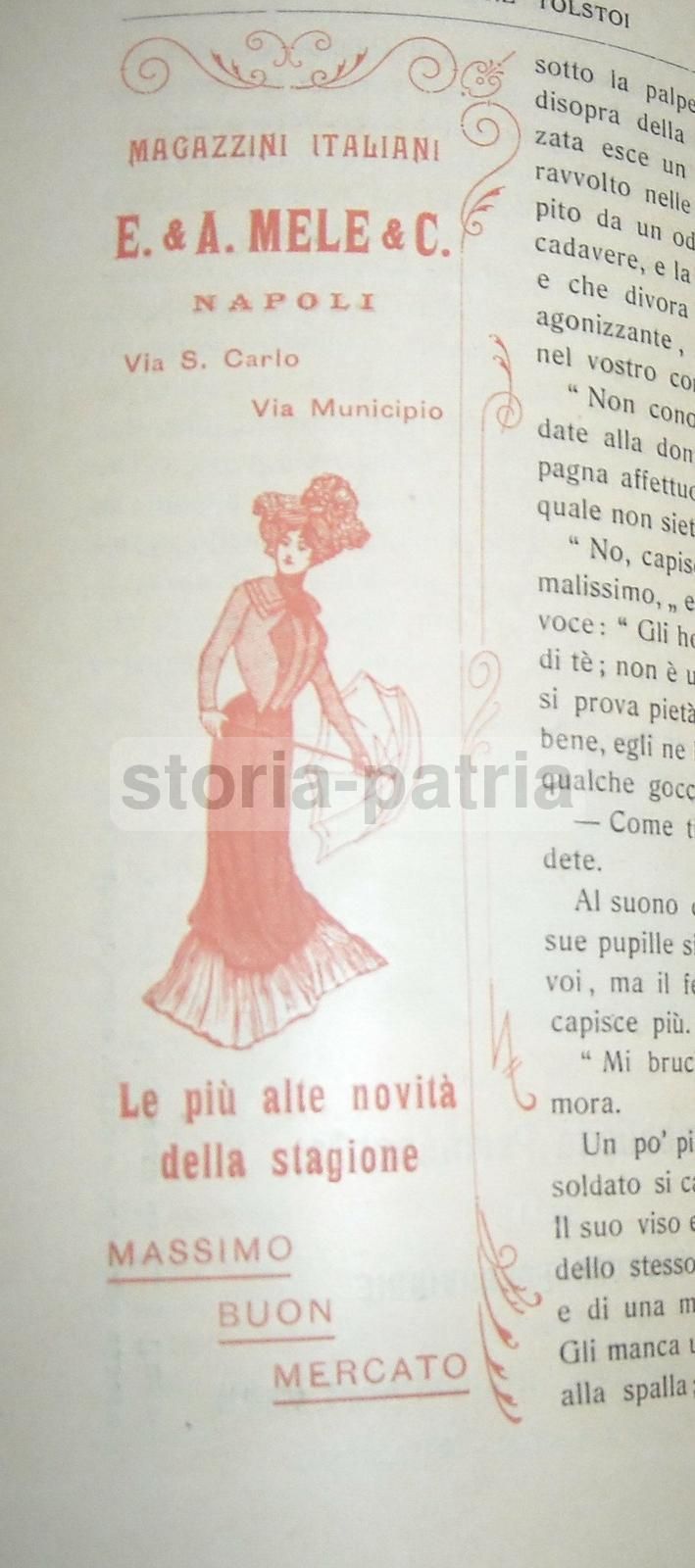 Tolstoi: Sebastopoli. Napoli, Paperi, 1903. Rara Edizione Pubblicitaria.