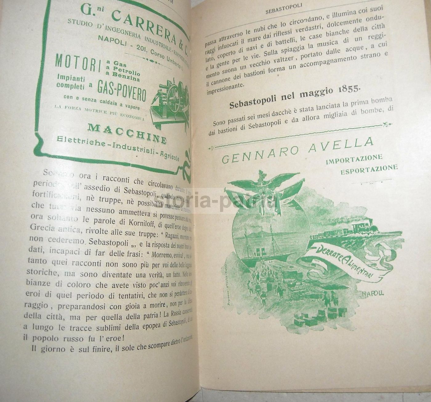Tolstoi: Sebastopoli. Napoli, Paperi, 1903. Rara Edizione Pubblicitaria.