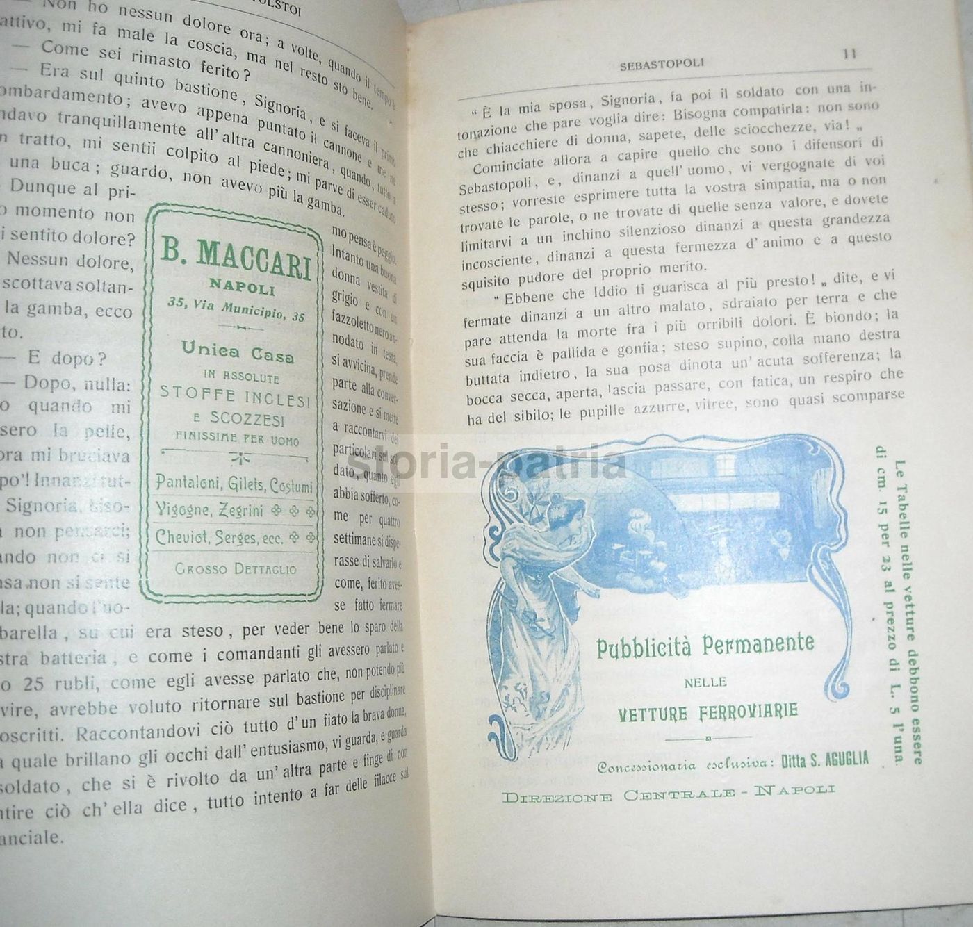 Tolstoi: Sebastopoli. Napoli, Paperi, 1903. Rara Edizione Pubblicitaria.
