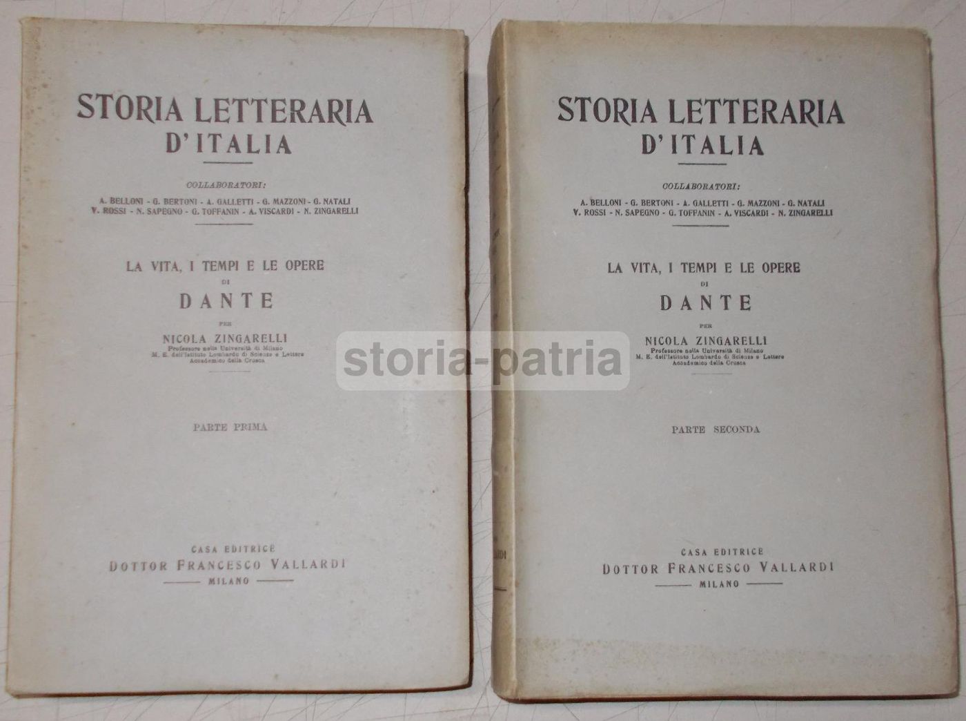 Zingarelli: Vita E Opere Di Dante, 1944 Vallardi, 2 Volumi Brossura