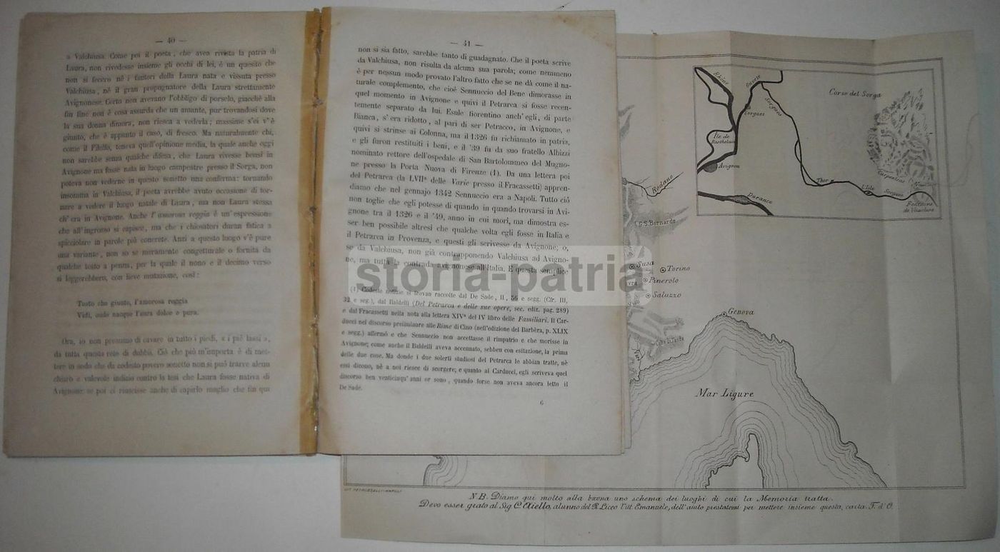Questioni Di Geografia Petrarchesca d'Ovidio 1888 Con Mappa Litografica