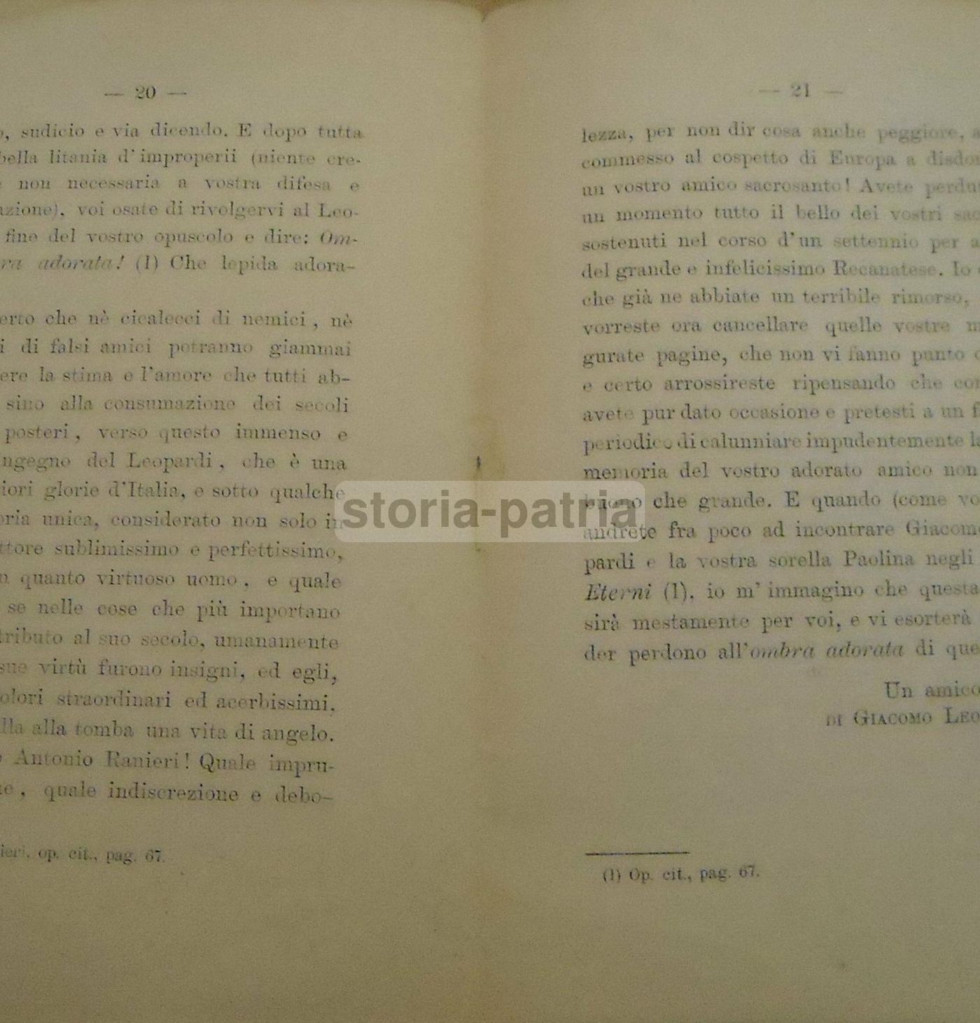 Difesa Di Giacomo Leopardi, 1880, Napoli. Edizione Rara Di Ignazio Ghianni