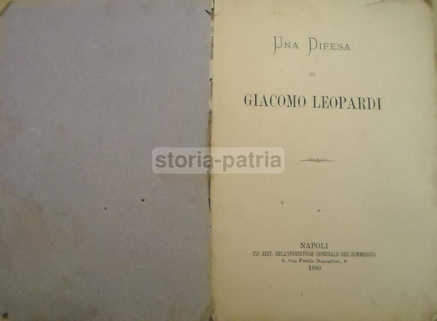 Difesa Di Giacomo Leopardi, 1880, Napoli. Edizione Rara Di Ignazio Ghianni