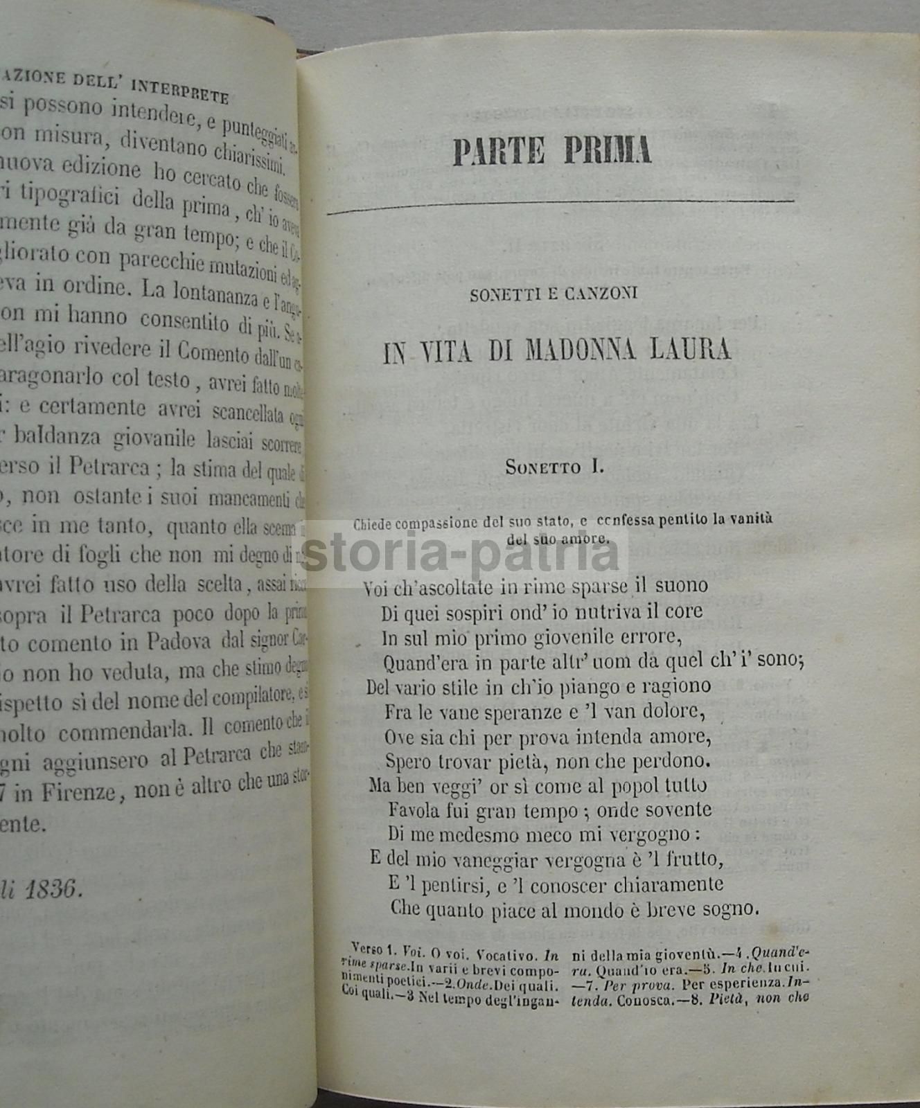 Rime Di Petrarca Con Interpretazione Leopardi Napoli 1860 Rara