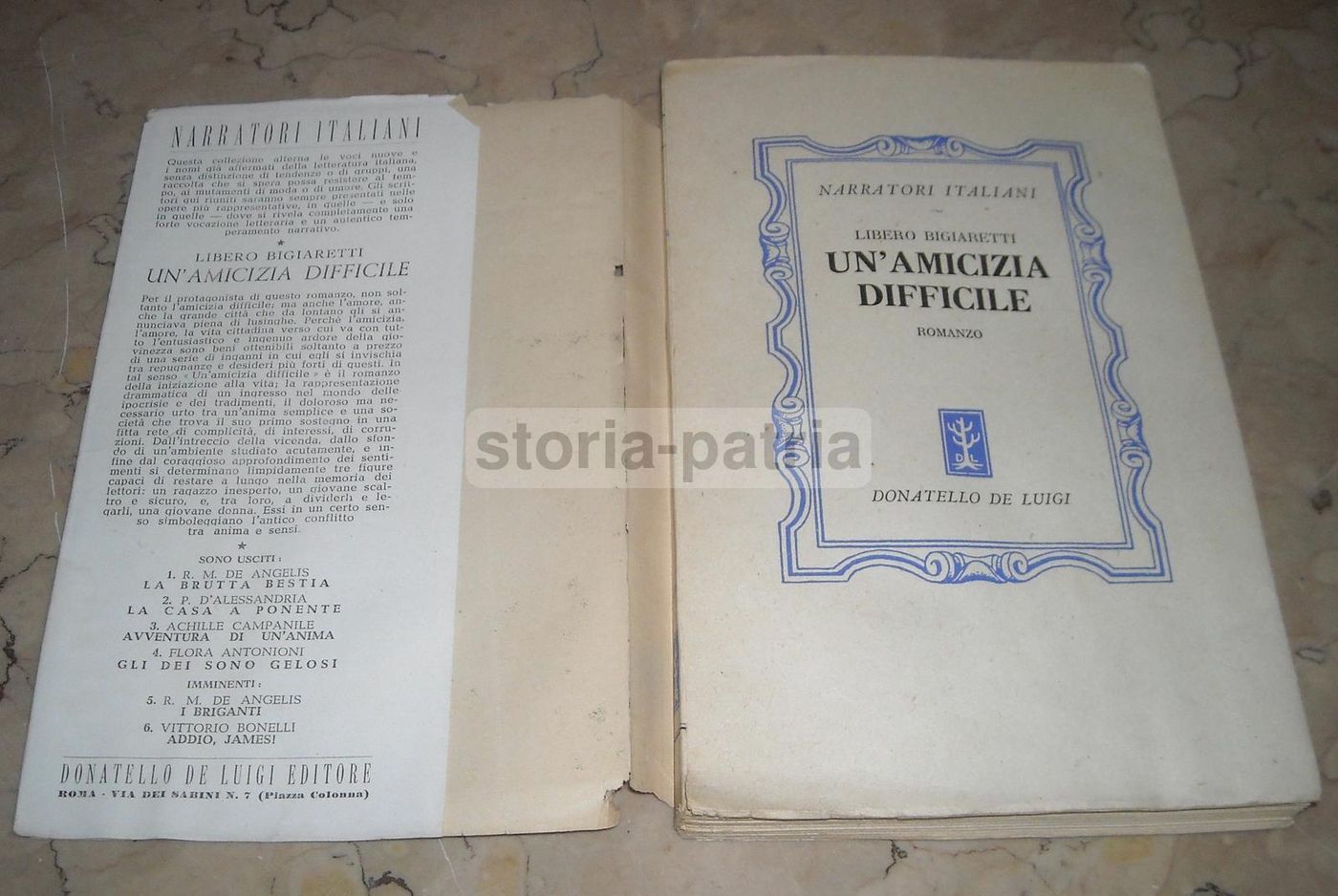 Un'Amicizia Difficile Di Libero Bigiaretti, Prima Edizione 1945
