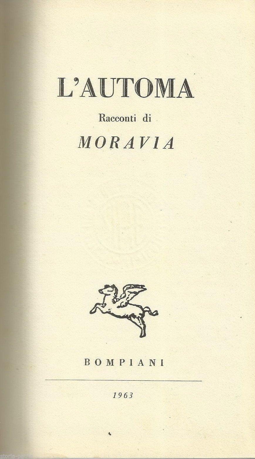 L'Automa Di Alberto Moravia, Prima Edizione Bompiani, 1963