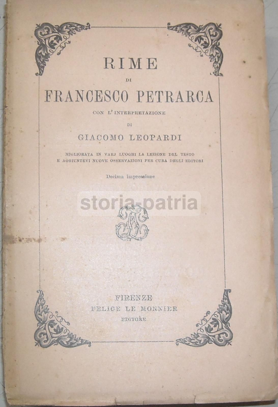 Rime Di Francesco Petrarca Con L'Interpretazione Di Giacomo Leopardi