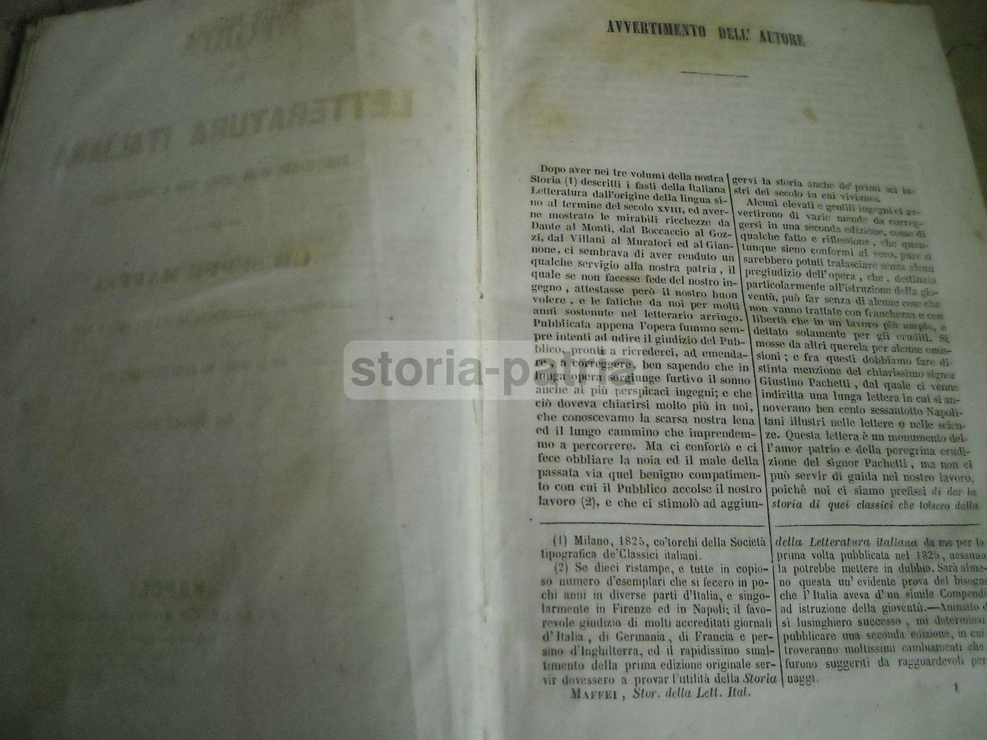 Storia Della Letteratura Italiana   Giuseppe Maffei   Napoli, 1853