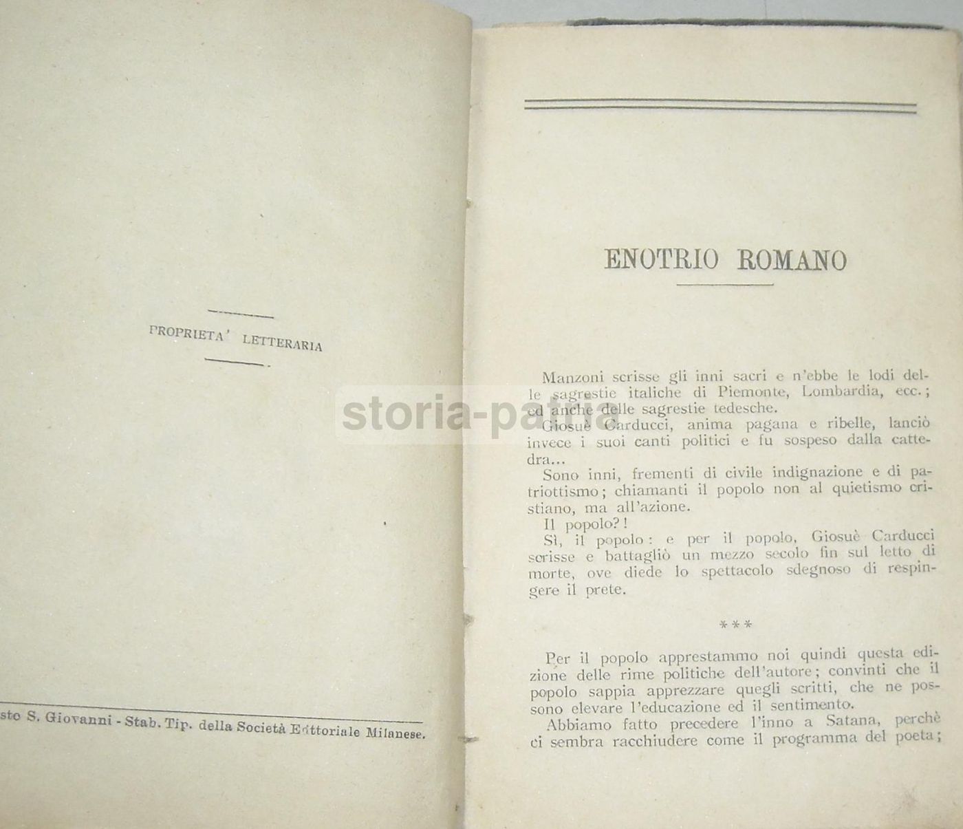Inni Civili Di Giosuè Carducci. Edizione Antica Del Primo Novecento