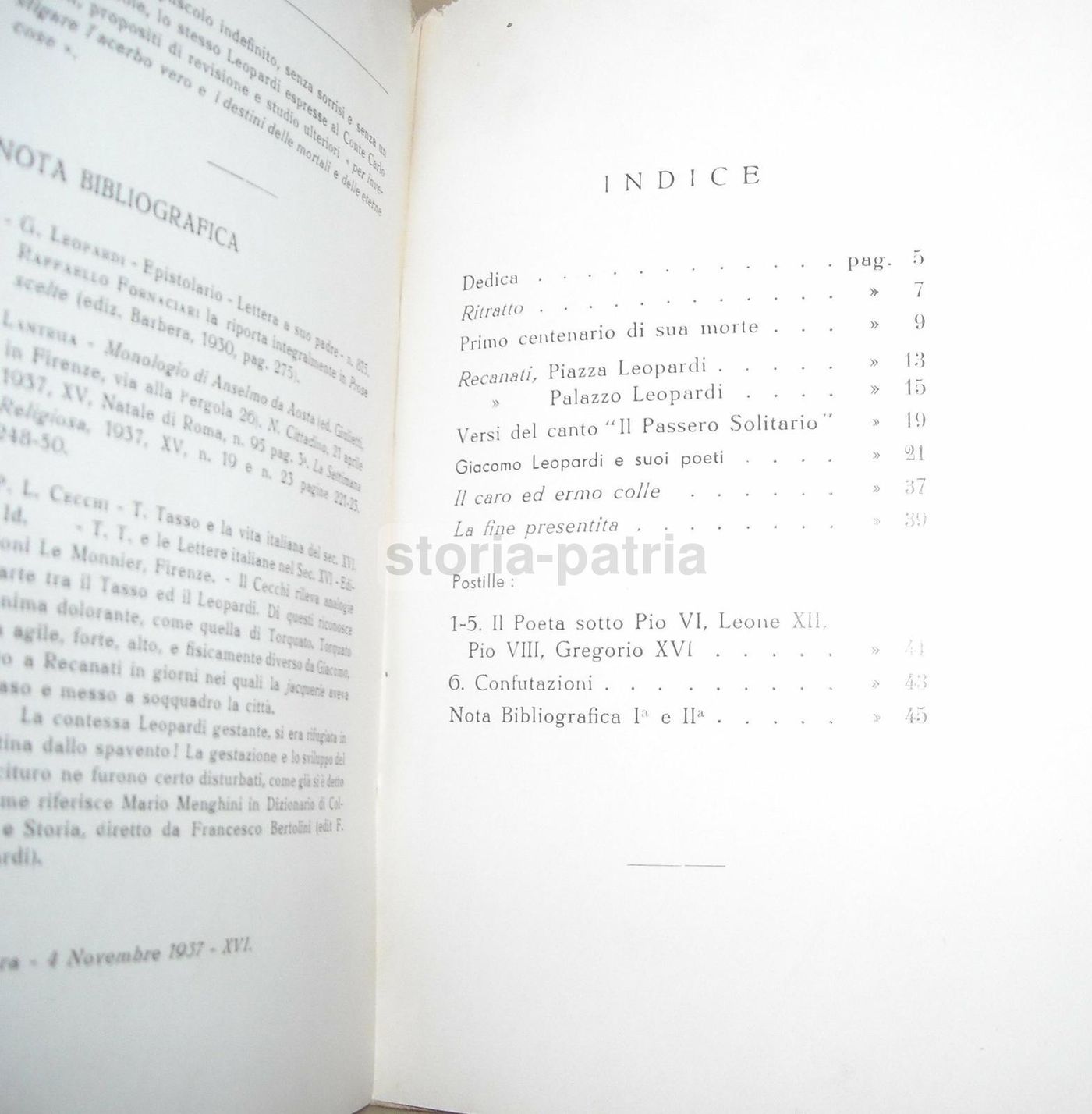 Giacomo Leopardi E I Suoi Poeti, Terenzi 1937, Illustrato Recanati
