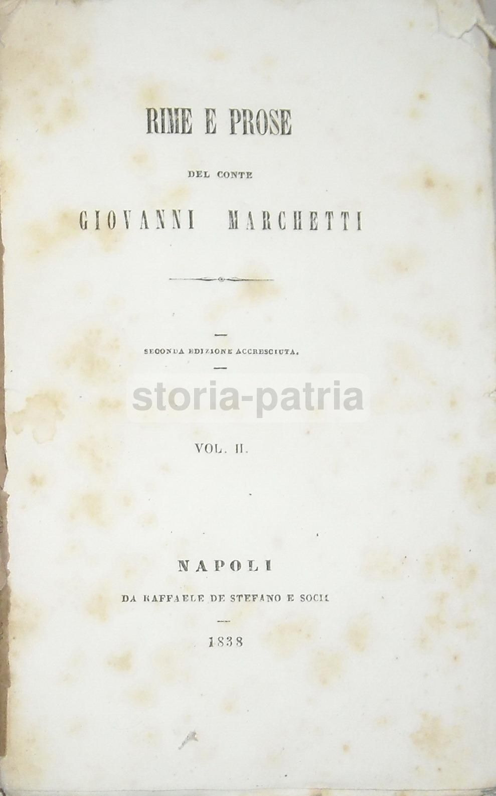 Rime E Prose Di Giovanni Marchetti (1838), Anacreonte E Orazio, Napoli