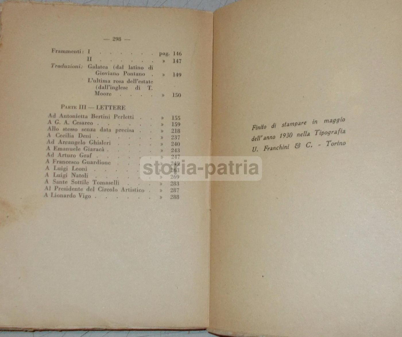 Mario Rapisardi. Prose, Poesie E Lettere Postume. Formica, Torino, 1930
