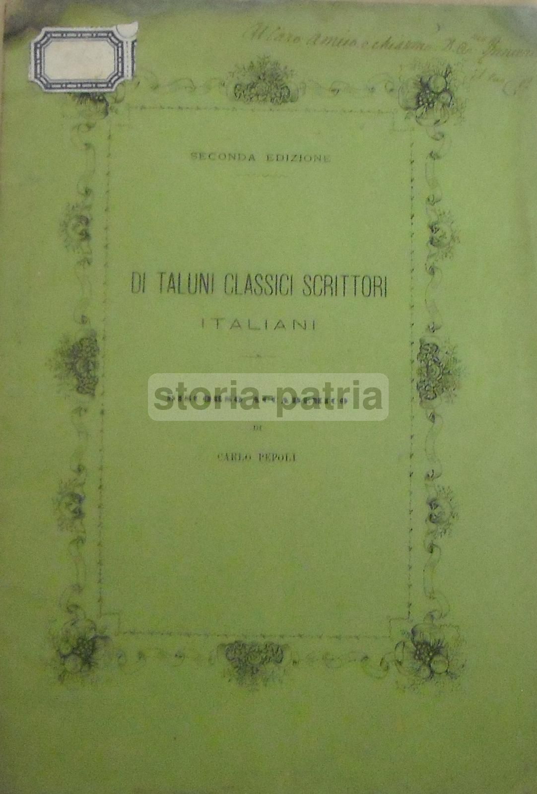 Carlo Pepoli, Discorso Sui Classici Scrittori Italiani, Bologna, 1872