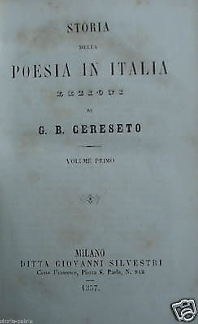 Storia Della Poesia In Italia (Cereseto, 1857)