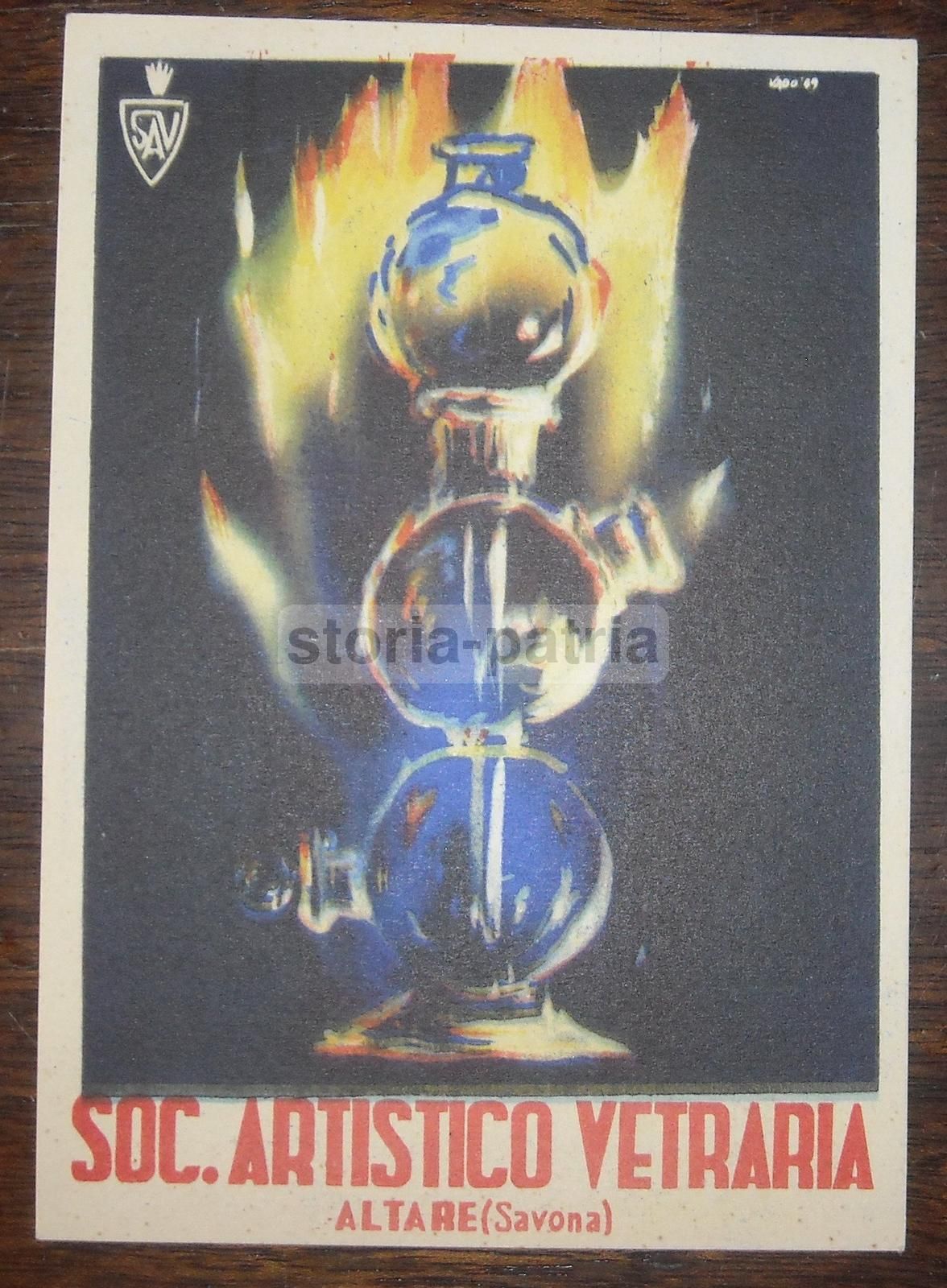 Società Artistico Vetraria Di Altare (Savona), Cartolina Pubblicitaria, 1949
