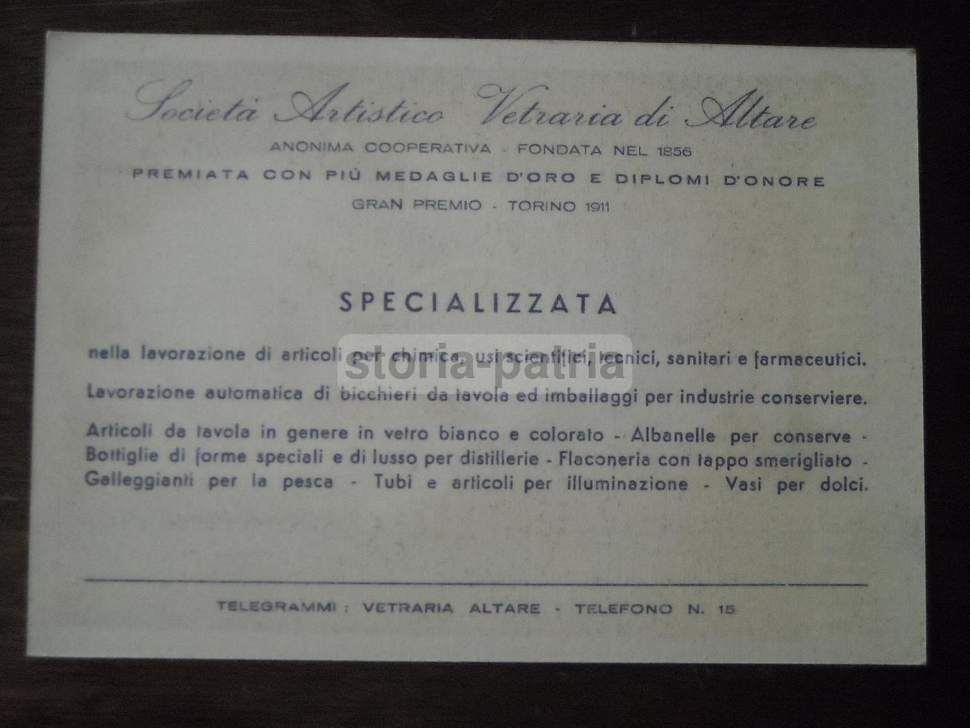 Società Artistico Vetraria Di Altare (Savona), Cartolina Pubblicitaria, 1949