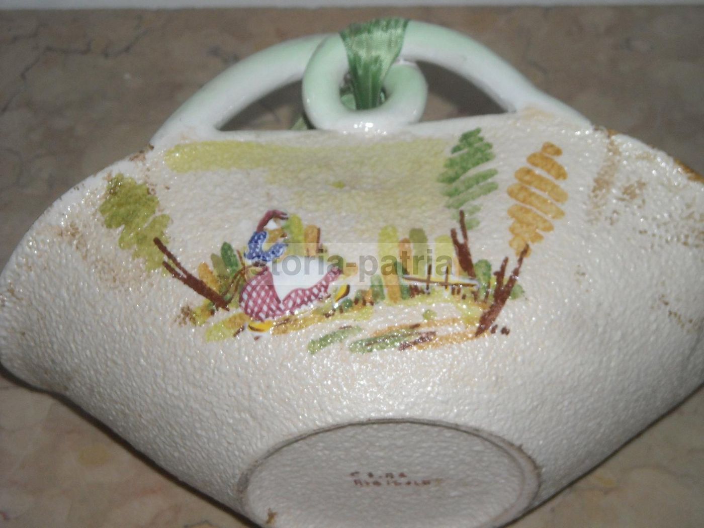 Cestino In Ceramica Albisola Ceas Decorato Policromo Anni '30