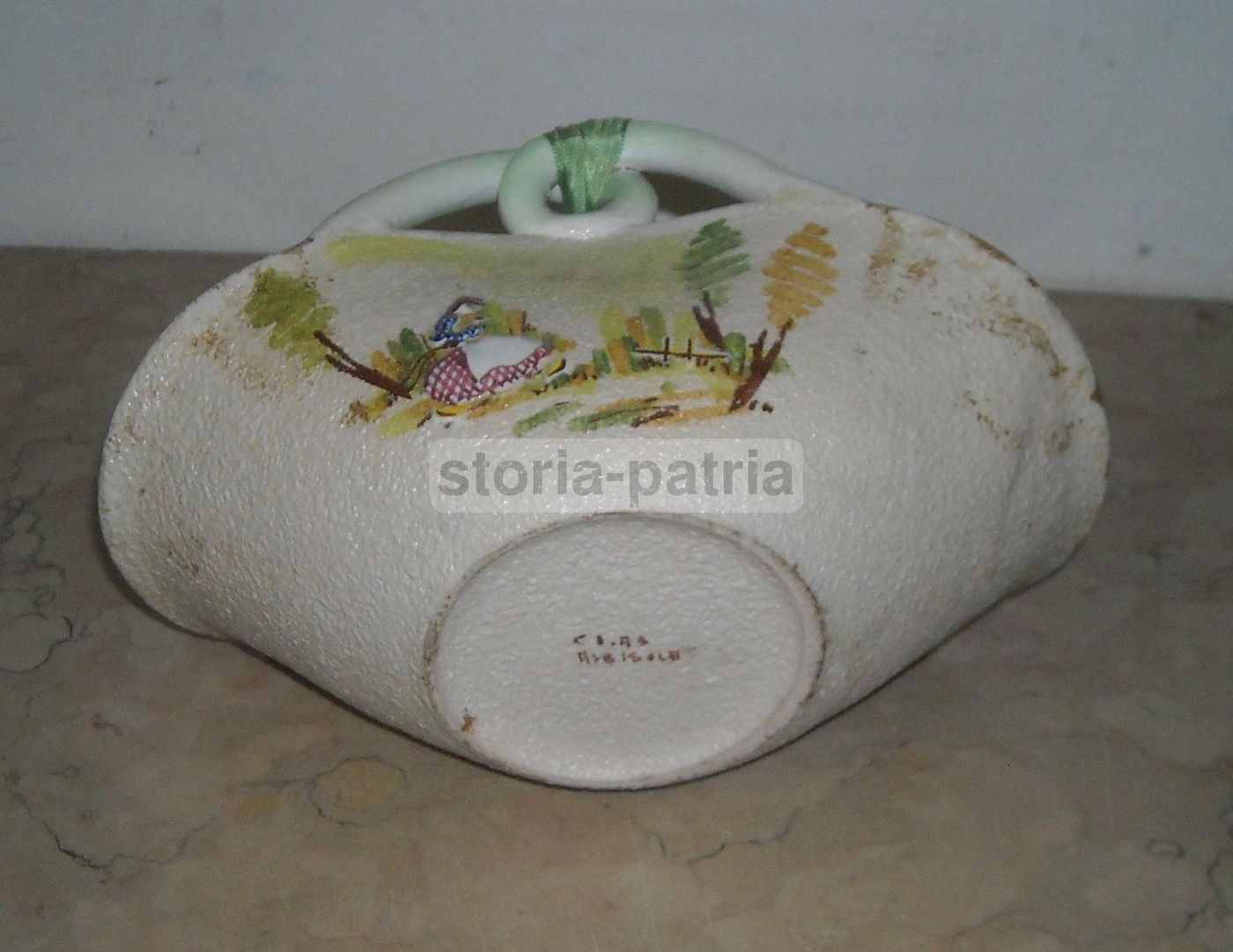 Cestino In Ceramica Albisola Ceas Decorato Policromo Anni '30