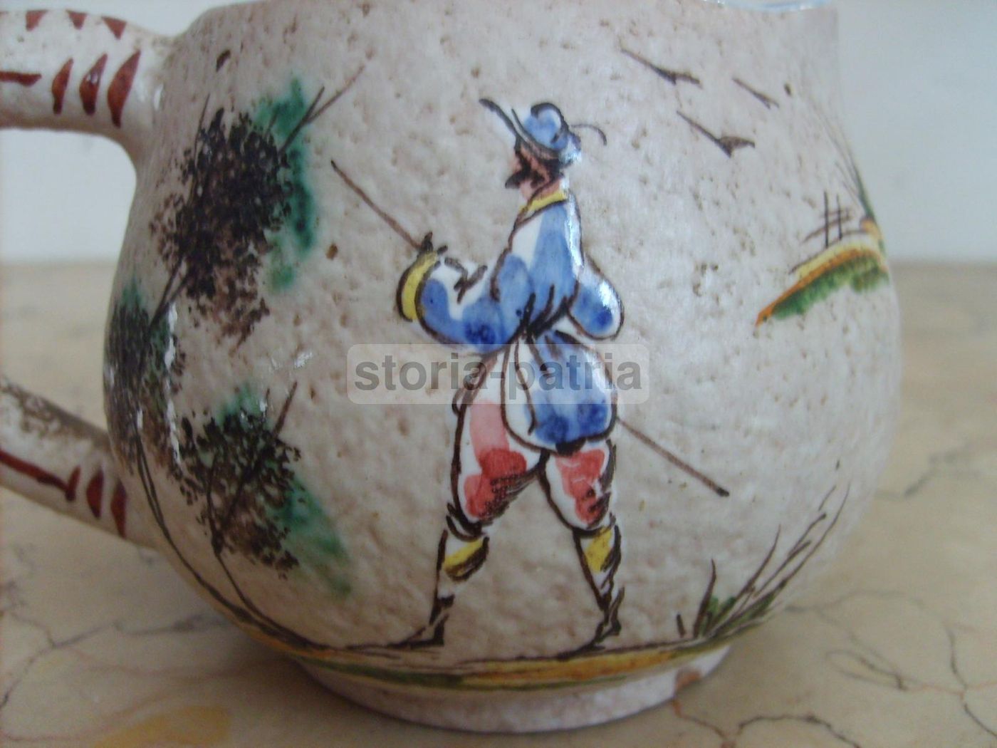 Ceramica Decorata Albisola Anni '30 Con Figura E Paesaggio